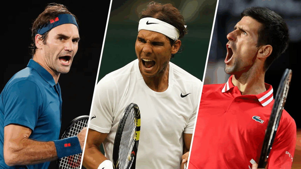 Roger Federer, Novak Djokovic et Rafael Nadal réunis sur un court de tennis
Federer, Djokovic et Nadal : les trois légendes du tennis en photo
Photo de Federer Djokovic Nadal, trio emblématique du tennis masculin
Les trois stars du tennis Federer Djokovic Nadal lors d’un événement